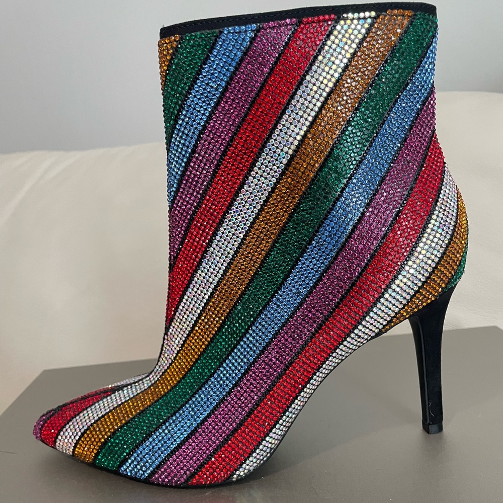 Multicolor Striped Women's High Heel Boots